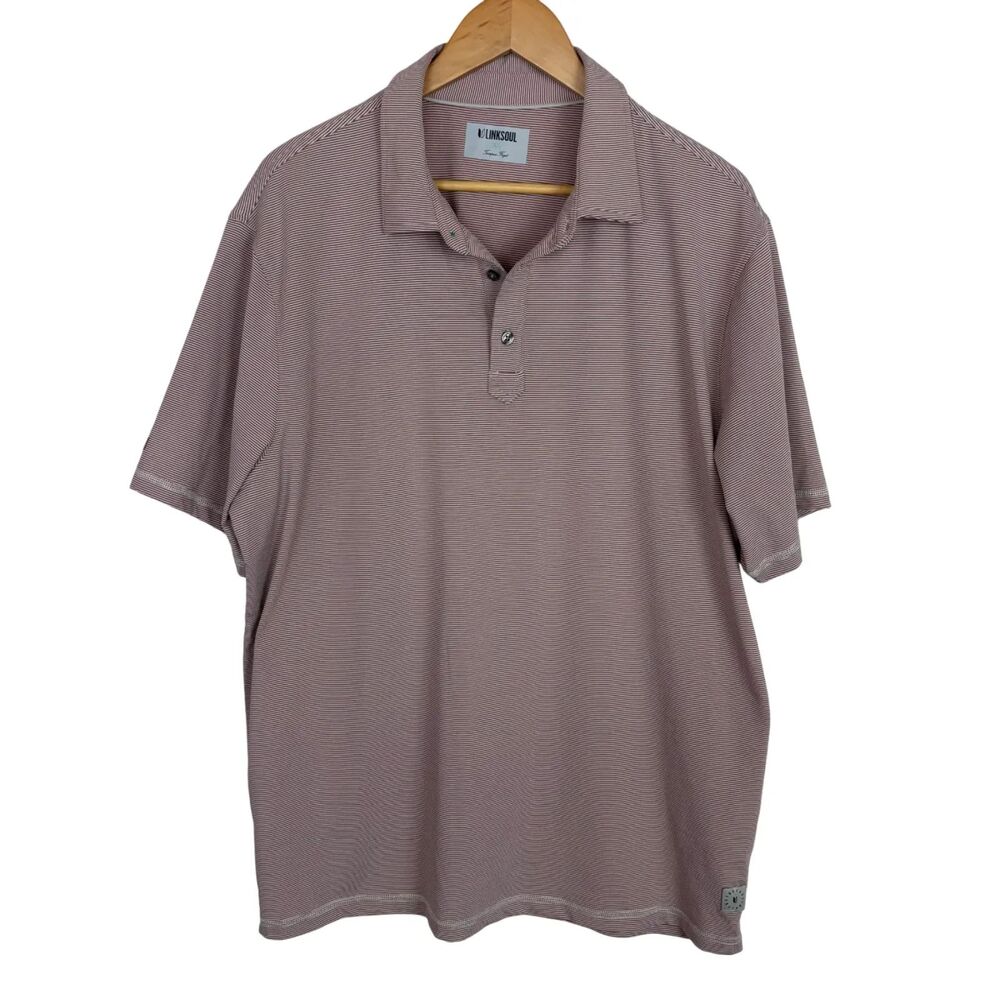 LinkSoul Pink Striped Polo Short Sleeve Shirt Men’s XL